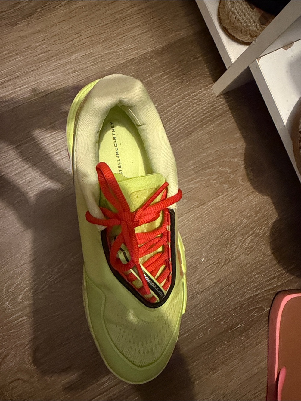 Adidas by Stella McCartney Neon Yellow Athletic Sneaker with Red Laces